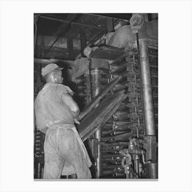 Removing Cotton Cake From Hydraulic Presses After Oil Has Been Removed, Cotton Seed Oil Mill, Mclennan Count Canvas Print