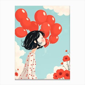 Girl With Red Balloons 1 Canvas Print