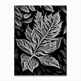 Pecan Leaf Linocut 2 Canvas Print
