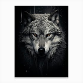 Wolf Portrait Black And White 4 Canvas Print