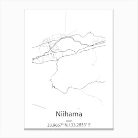 Niihama,Japan Minimalist Map Stampe su tela