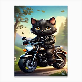 Cat On A Motorcycle 3 Canvas Print
