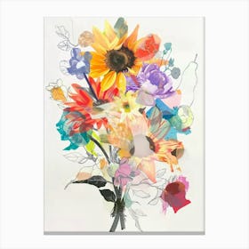 Sunflower 4 Collage Flower Bouquet Canvas Print