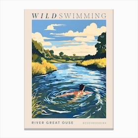 Wild Swimming At River Great Ouse Bedfordshire 4 Poster Canvas Print