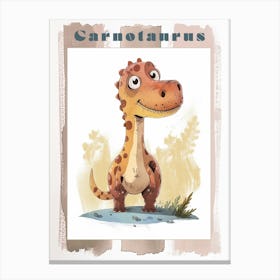 Cute Carnotaurus Dinosaur Watercolour 3 Poster Canvas Print