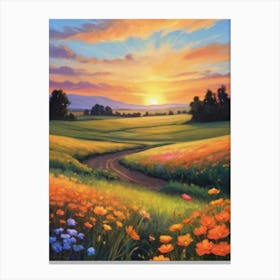 Sunset In The Field 11 Canvas Print