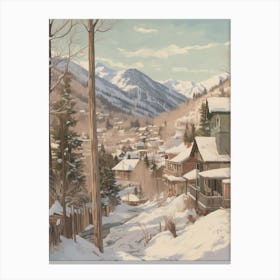 Vintage Winter Illustration Aspen Colorado 1 Canvas Print