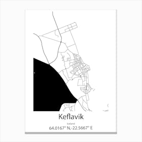 Keflavik,Iceland Minimalist Map Canvas Print