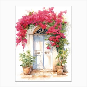 Mallorca, Spain   Mediterranean Doors Watercolour Painting 2 Canvas Print