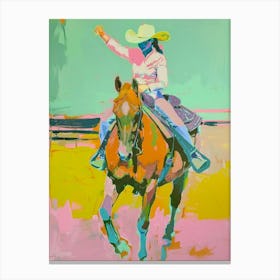 Blue And Yellow Cowboy Painting 3 Canvas Print