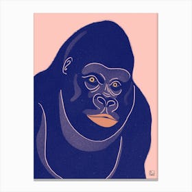 Gorilla With Orange Background Canvas Print