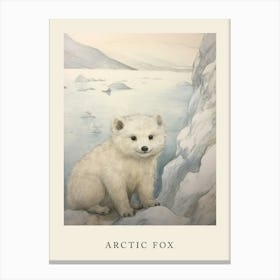 Beatrix Potter Inspired  Animal Watercolour Arctic Fox 3 Canvas Print