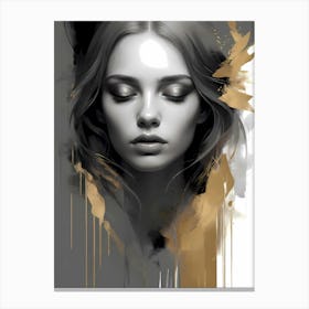 Golden Reverie: An Abstract Portrait Of A Female Canvas Print