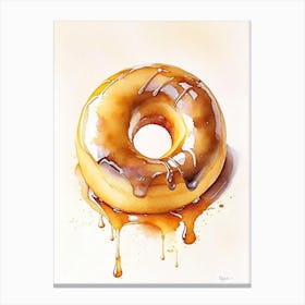 Caramel Glazed Donut Cute Neon 5 Canvas Print