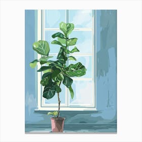 Fig Tree In Front Of Window Canvas Print