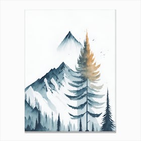 Mountain And Forest In Minimalist Watercolor Vertical Composition 61 Canvas Print