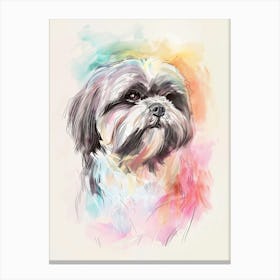 Shih Tzu Dog Pastel Line Painting 1 Canvas Print