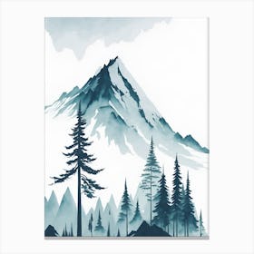 Mountain And Forest In Minimalist Watercolor Vertical Composition 134 Canvas Print