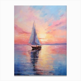 Sailboat At Sunset 12 Canvas Print