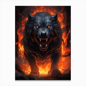 Wolf In Flames 4 Canvas Print