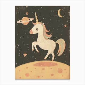 Unicorn In Space Muted Pastels 2 Canvas Print