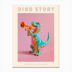 Pastel Toy Dinosaur Playing The Trumpet 1 Poster Canvas Print