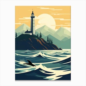 Orca Whale Fin & Lighthouse Canvas Print