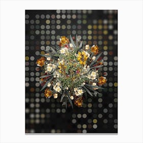 Vintage Calophaca Wolgarica Flower Wreath on Dot Bokeh Pattern Canvas Print