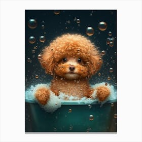 Poodle In A Tub Canvas Print