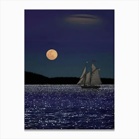 Sailboat At Night 1 Canvas Print