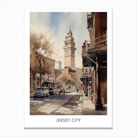 Jersey City Watercolor 3travel Poster Canvas Print