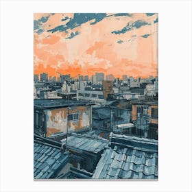 Tokyo Rooftops Morning Skyline 3 Canvas Print