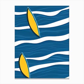 Yellow Surfboards Lemon Waves Surfing Block Prints Canvas Print