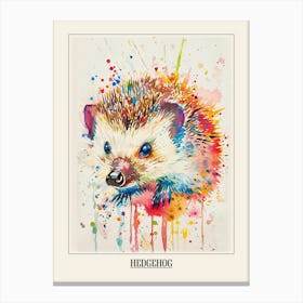 Hedgehog Colourful Watercolour 2 Poster Canvas Print