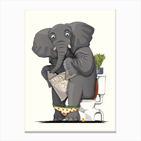 Elephant On The Toilet Canvas Print