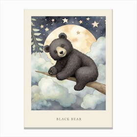 Sleeping Baby Black Bear 1 Nursery Poster Canvas Print