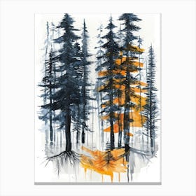 Pine Trees In The Forest Canvas Print