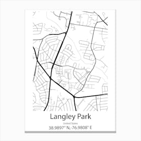 Langley,Canada Minimalist Map Canvas Print