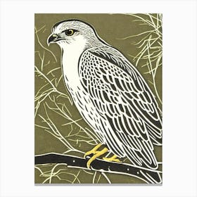 Eurasian Sparrowhawk Linocut Bird Canvas Print