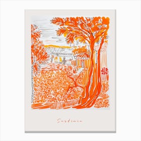 Sardinia Italy Orange Drawing Poster Canvas Print