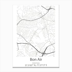 Bon Air,United States Minimalist Map Canvas Print