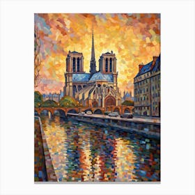 Notre Dame Paris France Paul Signac Style 7 Canvas Print