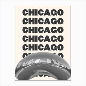 Chicago Bean Black & White Canvas Print