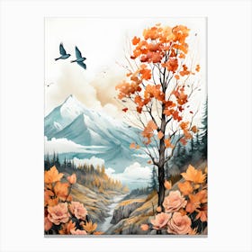 Feathered Sanctuary Tranquil Haven Amidst Flowers Canvas Print