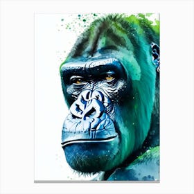 Gorilla With Thinking Face Gorillas Mosaic Watercolour 1 Canvas Print
