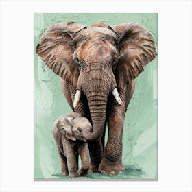 Elephant Mother And Baby Canvas Print