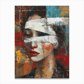 Woman With A Bandage On Her Face Canvas Print