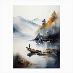 Watercolor Of A Boat Canvas Print