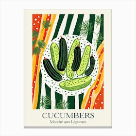 Marche Aux Legumes Cucumbers Summer Illustration 2 Canvas Print