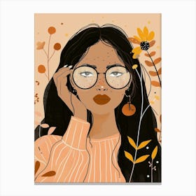 Girl With Glasses 4 Canvas Print